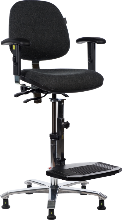 Ergo 2308 ESD Chair with Fixed Seat Angle Armrest 5 ESD Seat Slider Anthracite Dralon D07 ESD