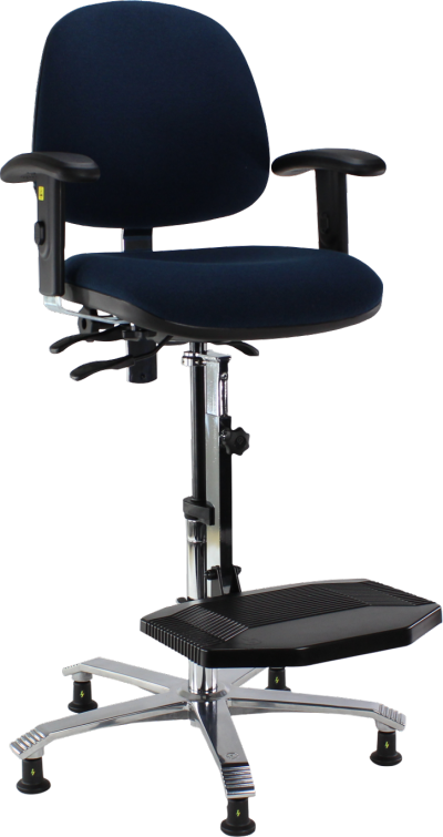 Ergo 2308 ESD Chair with Fixed Seat Angle Armrest 5 ESD Seat Slider Blue Dralon D89 ESD