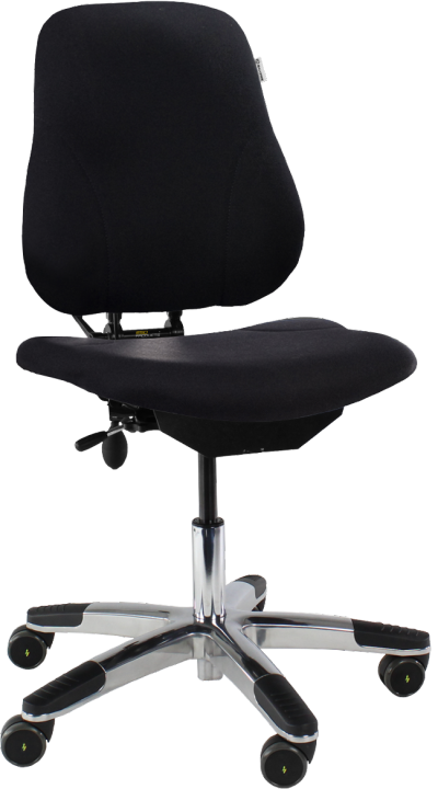 5000 Enforced ESD Chair with Fixed Seat Angle Soft Castors Brake Loaded ESD Black Leather K07 ESD