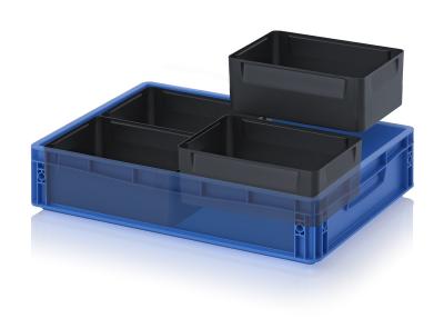 Antistatic ESD Insertable bins for Euro container - 60 x 40 cm 28,2 x 18,3 x 10 cm (L x W x H) - 666 ESD EK 4/100