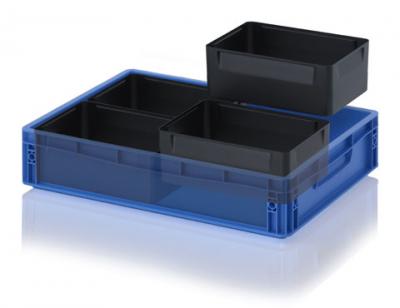 Antistatic ESD Insertable bins for Euro container - 60 x 40 cm 28,2 x 18,3 x 15 cm (L x W x H) - 666 ESD EK 4/150