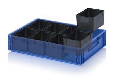 Antistatic ESD Insertable bins for Euro container - 60 x 40 cm 18,3 x 14,1 x 10 (L x W x H) - 666 ESD EK 8/100