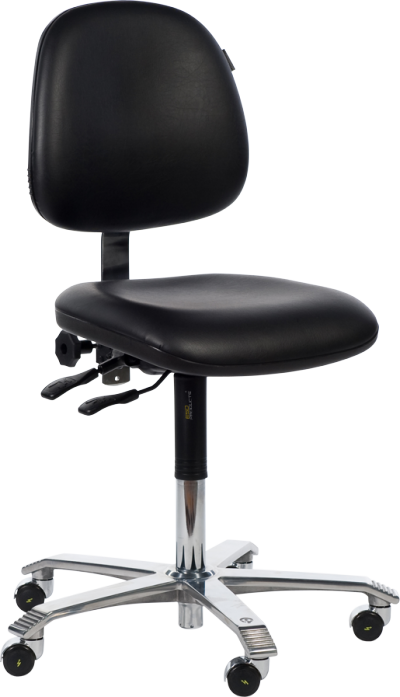 Ergo 2300 ESD Chair with Adjustable Seat Angle Seat Slider Soft Castors Brake Loaded ESD Black Leather K07 ESD