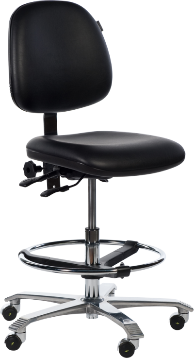 Ergo 2301 ESD Standard Chair with Fixed Seat Angle Black Leather K07 ESD